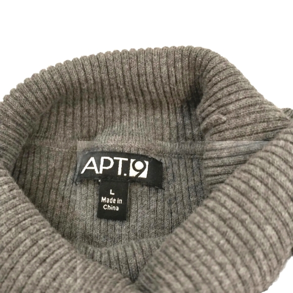 Apt 9 Short Sleeve Turtleneck Rib Knit Gray Sweater Size L - Picture 6 of 7